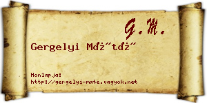Gergelyi Máté névjegykártya