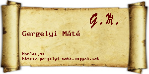 Gergelyi Máté névjegykártya
